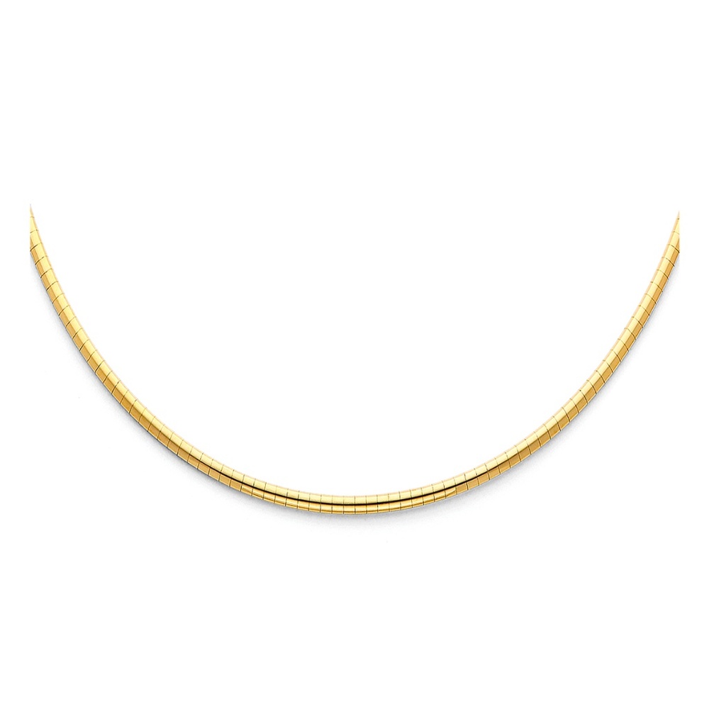 14K Yellow 2.5mm Reversible Omega Necklace - 18"